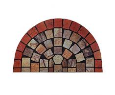 Nicoman Elegante tapete de Azulejos para Puerta de Interior y Exterior, Respetuoso con el Medio Ambiente, antiarañazos, Antideslizante, Media Luna (75 x 44 cm), Borde Rojo