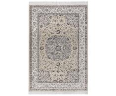 Nouristan Alfombra Oriental de Terciopelo con Flecos Tabriz Casim (160 x 230 cm, 60% Viscosa, 40% algodón, Apta para Suelo Radiante, Resistente y fácil de Limpiar), Color Beige Crema