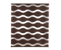 Blindecor Mediterráneo Estor Enrollable Doble Tejido, Noche y Día Ondulado de Alta Calidad Color Marrón, 140X180cm