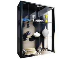 VCM Udina Vitrina Pared, Madera, Negro, 80 x 60 x 25 cm