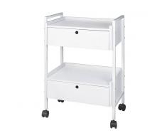 Carrito Easy Plus de Estructura Metálica con 2 Estantes y 2 Cajones con Llave (color blanco)