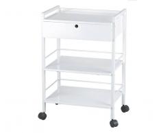 Carrito Easy de Estructura Metálica con 1 Cajón con Llave y 3 Estantes (color blanco)