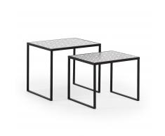 Kave Home Set De 2 Mesas Nido Pica, En Fibra De Madera,Metal - Negro,Blanco