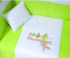 Edredón cama bebé verde 100x140 cm + Protector cuna bebé 45x180 cm + almohada 30x40 cm (conjunto bebé verde)