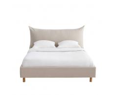 Maisons du Monde Cama con somier de láminas 160x200 de lino y algodón Fergus