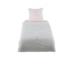 Maisons du Monde Juego de cama infantil de algodón gris y rosa 140x200