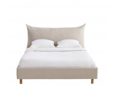 Maisons du Monde Cama con somier de láminas 140x190 de lino y algodón Fergus