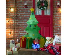 HOMCOM ® Árbol de Navidad Inflable 1.5m Árbol Decorativo Navideño con Adornos Regalos Iluminado LED