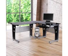 HOMCOM ® Mesa de Oficina Escritorio para Ordenador de Cristal Ala Esquinera