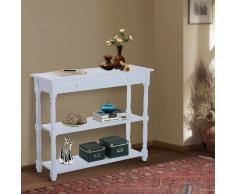 HOMCOM ® Mueble Recibidor Pasillo Mesa Consola Entrada con 2 Estantes Blanco Madera 100x30x80cm