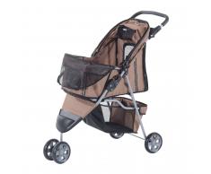 PawHut ® Cochecito para Perro o Gato Plegable Carrito Ruedas 360º Marrón Café 75x45x97 cm