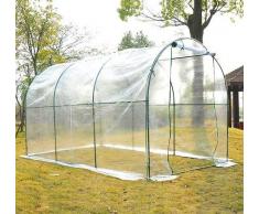 HOMCOM Plastico Invernadero Caseta 350x200x200cm Acero Cultivo Plantas