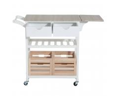 HOMCOM ® Carrito de Cocina con Botellero con Tablero Extensible Madera 70x40x86cm