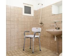HOMCOM ® Taburete Baño Regulable para Ducha Color Blanco Carga 135 Kg - 46,5x54.2x72,5-85 cm
