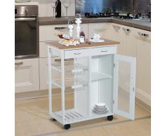 HOMCOM ® Carrito de Cocina Multiusos Estantería con Ruedas para Baño Dormitorio Madera 70x37x85cm