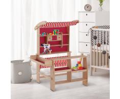 HOMCOM ® Tienda de Juguete Madera para Niños +3 Años Roja 90x70x120cm