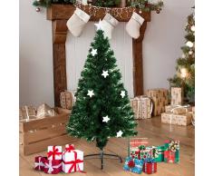 HOMCOM Arbol de Navidad Verde Φ60x120cm + Luces LED Arbol Artificial
