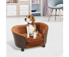 PawHut Sofá Cama Perros Gatos Colchón Cesta Mascota Cómodo Casa para Mascotas Cojín Extraíble y Lavable Acolchado de Espuma Cubierta Felpa 70x48x40cm Carga 50kg