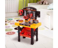 HOMCOM ® Banco de Trabajo para Niños Herramientas de Juguete 53 Piezas 50x26x75cm