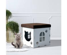 PawHut ® Casa de Gato Caseta Mascota con Tapa para Sentarse Carga 80kg 40x40x40cm