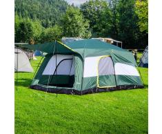 Outsunny Tienda de Campaña Familiar 8-10 Personas Carpa Grande Acampada Tipo Refugio para Playa Picnic Portátil y Impermeable con Bolsa de Transporte Mosquitera Protección Solar UV 4.3x3x2m