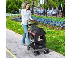 PawHut ® Cochecito Plegable Carrito Mascotas Transportin 4 Ruedas 82x47x101cm