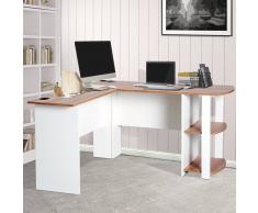HOMCOM Mesa de Ordenador PC Escritorio para Oficina Hogar Tipo Esquinera Forma L con Estantes Madera - 136.2x130.4x72cm