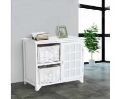 HOMCOM Armario de Almacenamiento para Entrada Baño o Habitación – Mueble Organizador Moderno - Madera - Color Blanco - 62x32x50cm