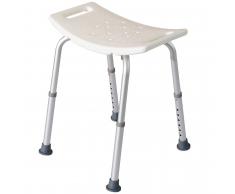 HOMCOM Taburete de Ducha Silla Baño 8 Posiciones Altura Regulable con Tapones de Goma