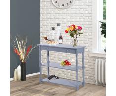 HOMCOM ® Mueble Recibidor Pasillo Mesa Consola Entrada con 2 Estantes Madera 100x30x80cm