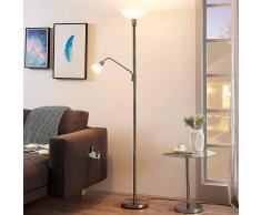 Lampenwelt.com Lámpara LED de pie Jost níquel, lámpara de lectura