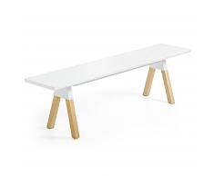 Kave Home Banco Silke, 180 Cm, En Madera,Fibra De Madera - Natural,Blanco