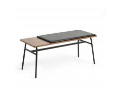 Kave Home Banco Carabel, 51 Cm, En Madera,Tejido,Metal - Natural,Marrón