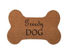 Maisons du Monde Felpudo de fibra de coco en forma de hueso de perro con estampado negro 52x78