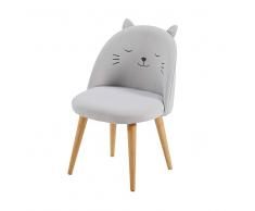 Maisons du Monde Silla infantil gris claro con motivos Cats