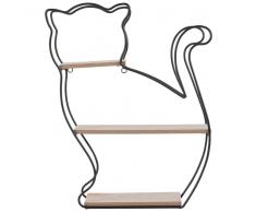 Maisons du Monde Organizador de pared en forma de gato de metal negro