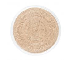 Maisons du Monde Alfombra redonda trenzada de yute con contorno blanco D180