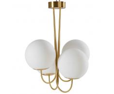 Maisons du Monde Lámpara de araña de 4 brazos de cristal blanco y metal dorado D. 48 cm MALONE