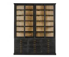 Maisons du Monde Vitrina con 4 puertas y 12 cajones de pino reciclado negro Moliere