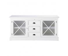 Maisons du Monde Aparador con vitrina de madera blanco mate An. 163 cm Newport