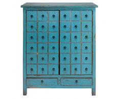 Maisons du Monde Cajonera con 2 puertas y 2 cajones de abeto azul envejecido Baho