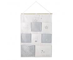 Maisons du Monde Organizador de pared de algodón gris y blanco