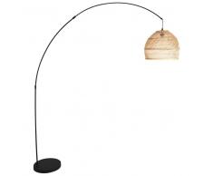 Maisons du Monde Lámpara de pie de mimbre trenzado y metal negro H.191 cm WILD