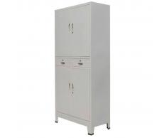vidaXL Armario de oficina con 4 puertas acero 90x40x180 cm gris