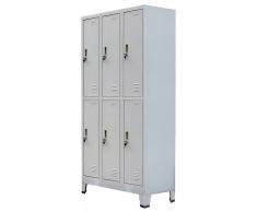 vidaXL Armario taquilla con 6 compartimentos acero 90x45x180 cm gris