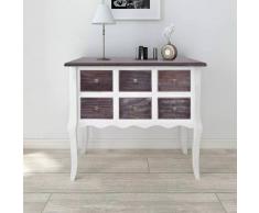vidaXL Cómoda con 6 cajones de madera marrón y blanca
