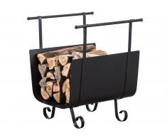 Cesta porta leña de acero color negro EFP17