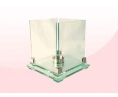 Biochimenea de cristal con base doble cuadrada APOLO APOLO