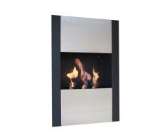 Biochimenea mural vertical con frontal en acero inoxidable y llamas reales CAF-06SS