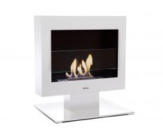 Biochimenea de suelo o sobremesa en acero esmaltado en blanco y cristal frontal GAIA W